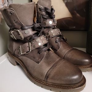 FRYE Samantha Studded Hiker Moto Boots